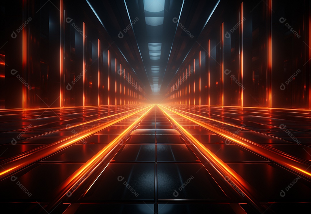 Amarelo e vermelho Neon iluminado cenário futurista imagem realista, ultra hd, design alto muito detalhado