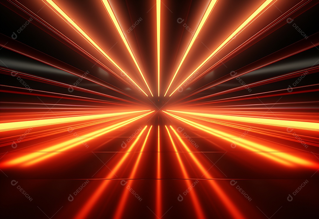 Amarelo e vermelho Neon iluminado cenário futurista imagem realista, ultra hd, design alto muito detalhado