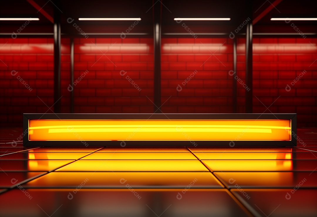 Amarelo e vermelho Neon iluminado cenário futurista imagem realista, ultra hd, design alto muito detalhado