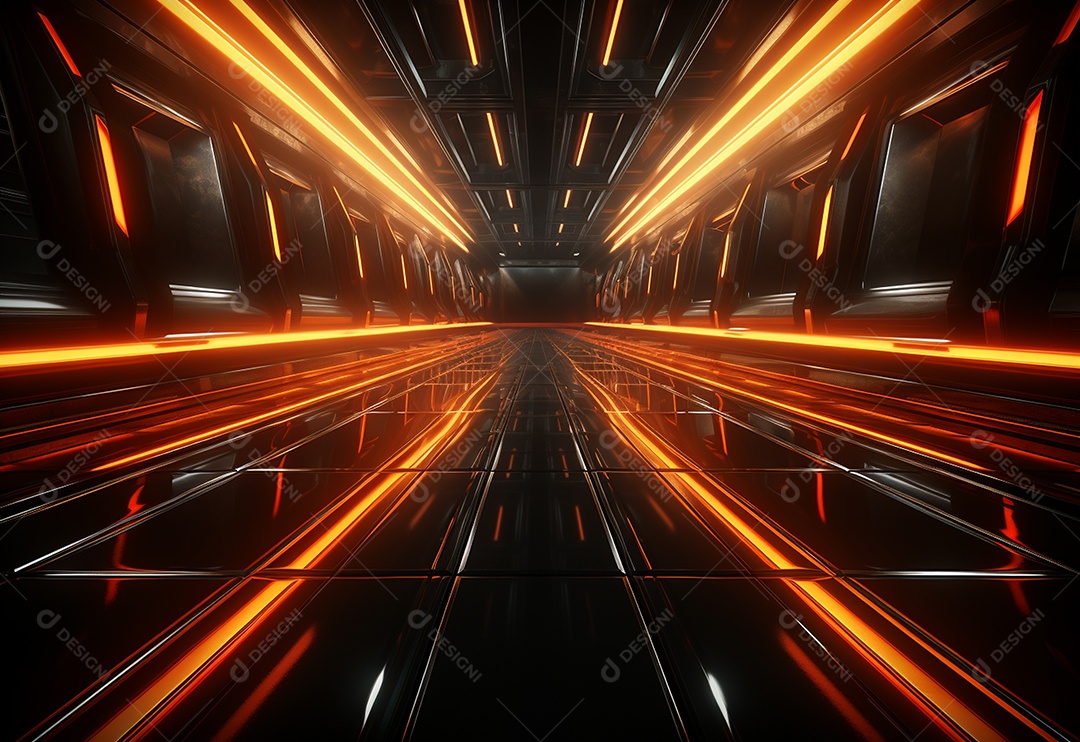 Amarelo e vermelho Neon iluminado cenário futurista imagem realista, ultra hd, design alto muito detalhado