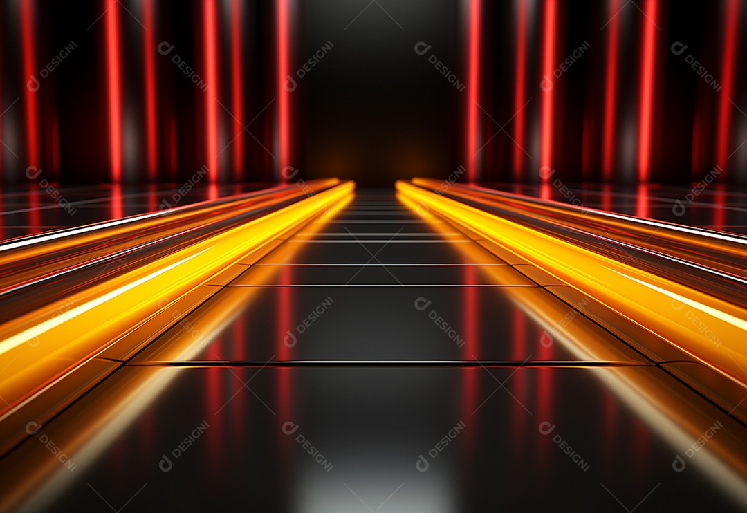 Amarelo e vermelho Neon iluminado cenário futurista imagem realista, ultra hd, design alto muito detalhado