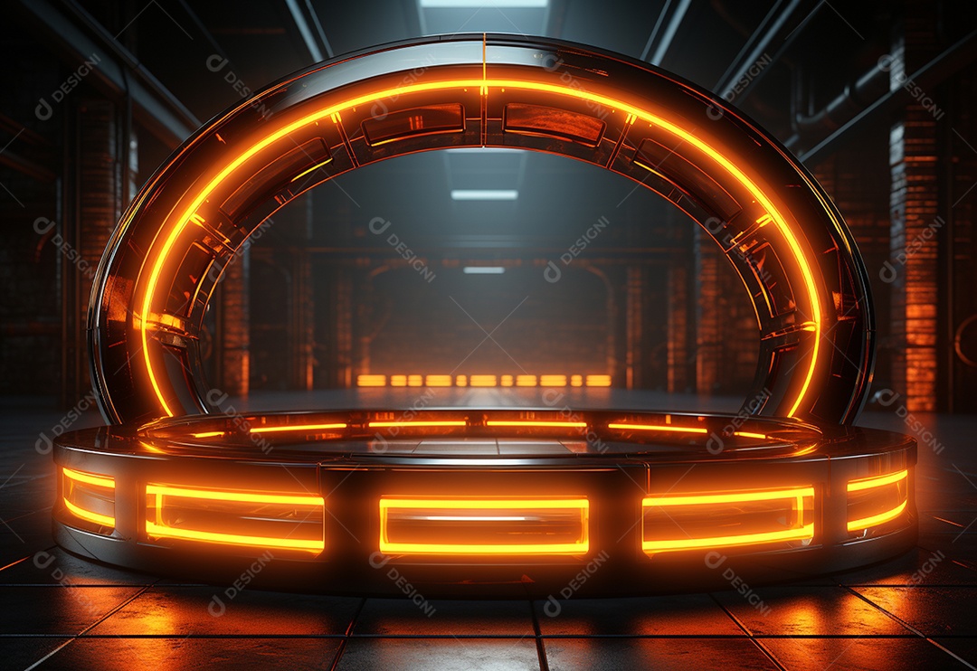 Amarelo e vermelho Neon iluminado cenário futurista imagem realista, ultra hd, design alto muito detalhado