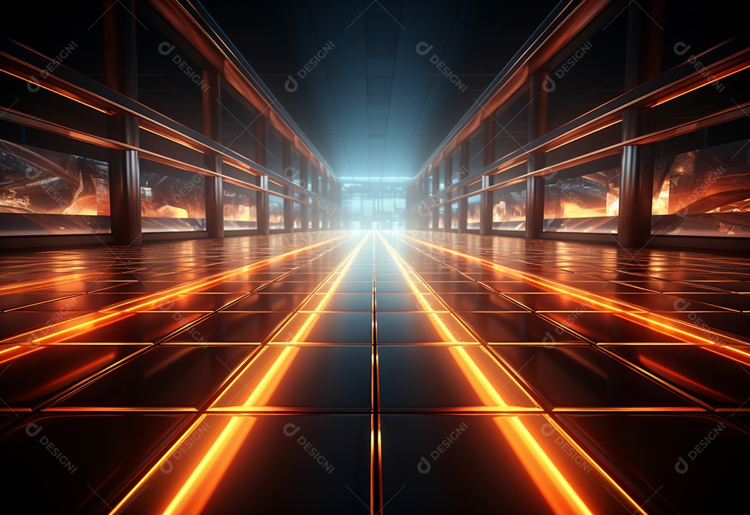 Amarelo e vermelho Neon iluminado cenário futurista imagem realista, ultra hd, design alto muito detalhado