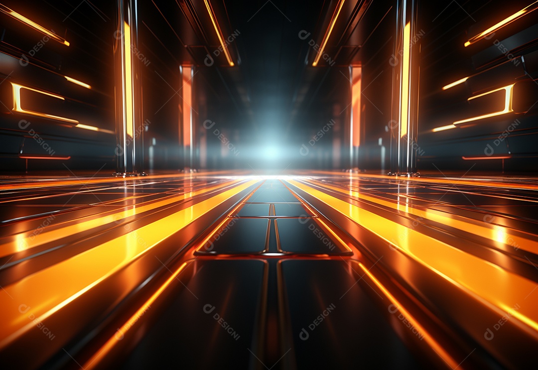 Amarelo e vermelho Neon iluminado cenário futurista imagem realista, ultra hd, design alto muito detalhado