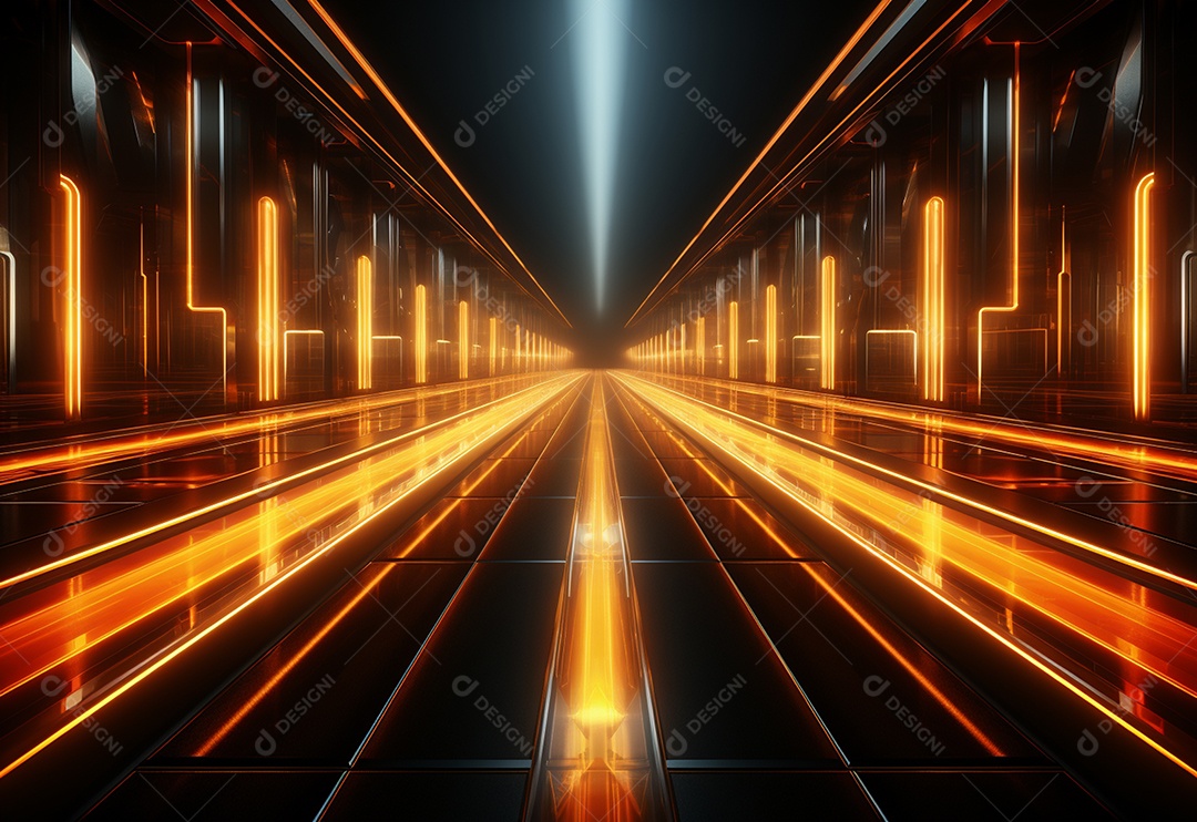 Amarelo e vermelho Neon iluminado cenário futurista imagem realista, ultra hd, design alto muito detalhado