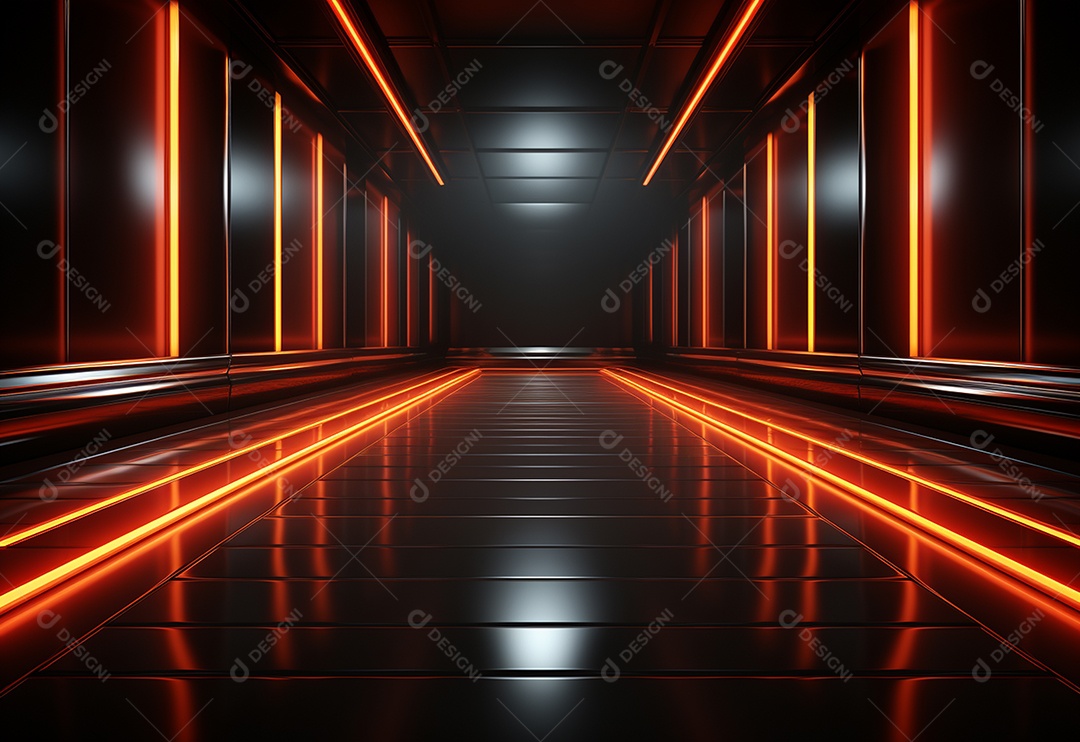 Amarelo e vermelho Neon iluminado cenário futurista imagem realista, ultra hd, design alto muito detalhado