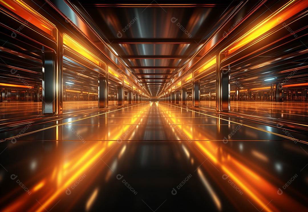 Amarelo e vermelho Neon iluminado cenário futurista imagem realista, ultra hd, design alto muito detalhado