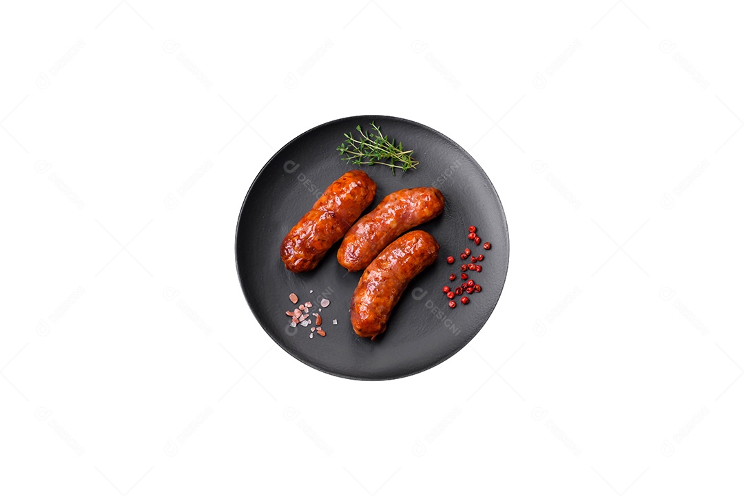 Linguiça sobre prato fundo isolado