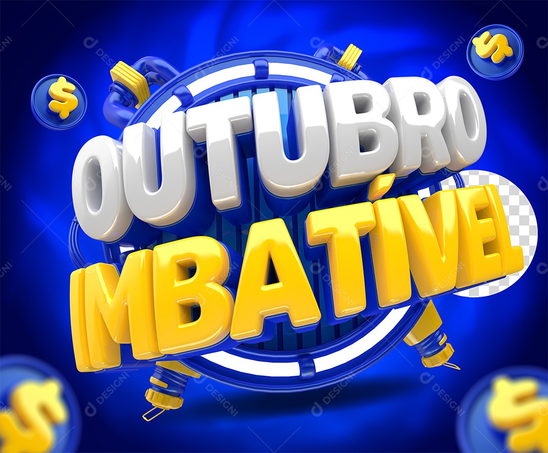 Selo 3D Outubro Imbatível Para Composição PSD