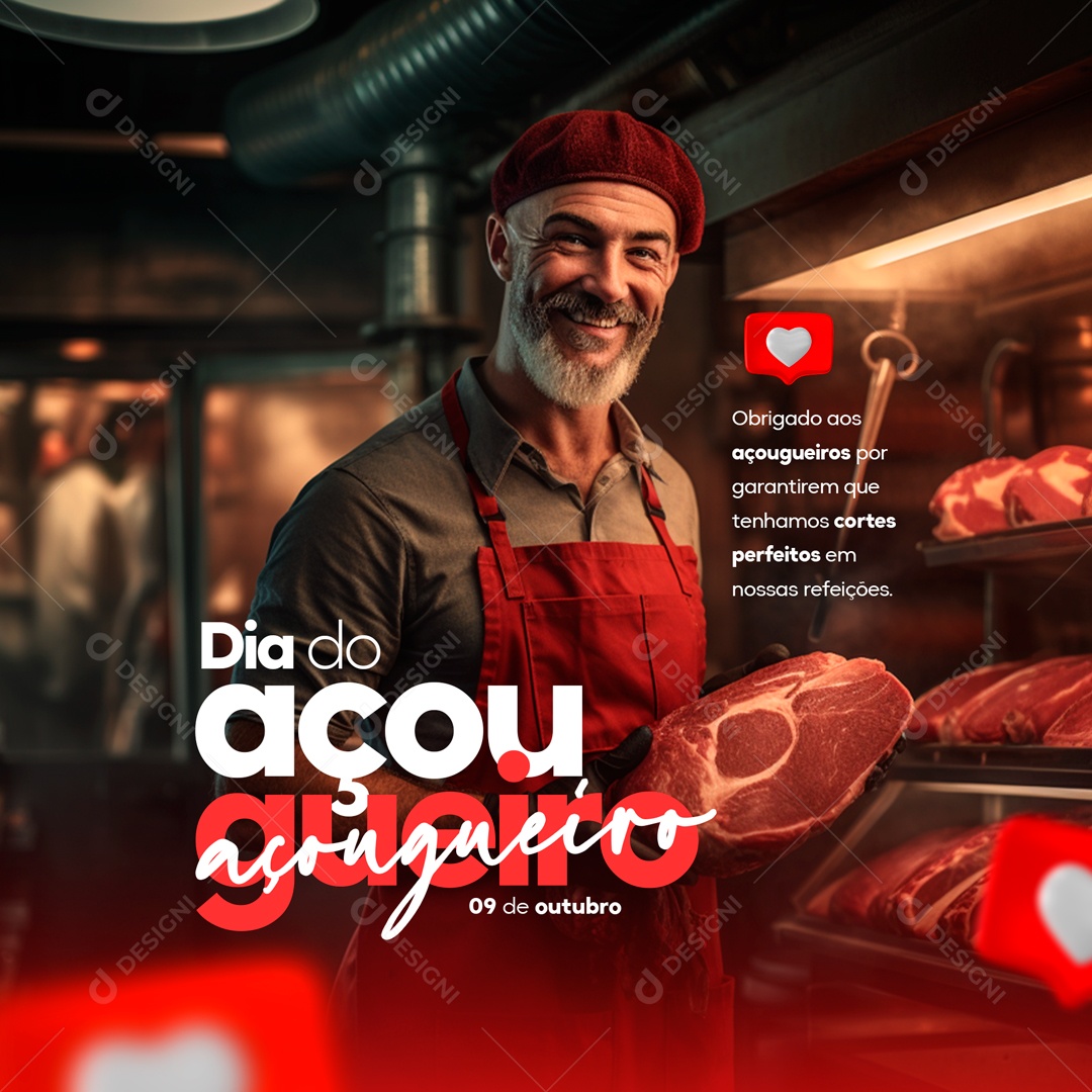 Social Media Dia Do Açougueiro 09 De Outubro PSD Editável
