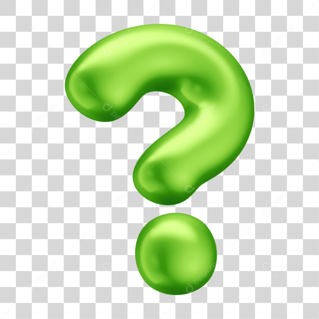 Ponto de Interrogação Verde Elemento 3D PNG Transparente