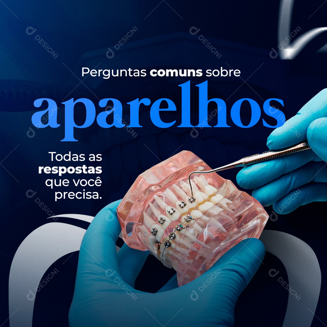 Perguntas Comuns Sobre Aparelhos Dentista Social Media PSD Editável