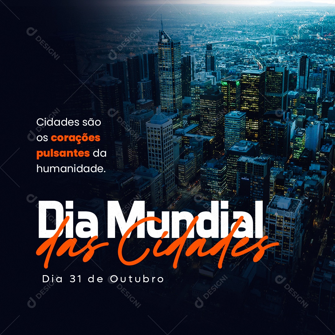 Social Media Cidades São Os Corações Pulsantes Dia Mundial Das Cidades PSD Editável