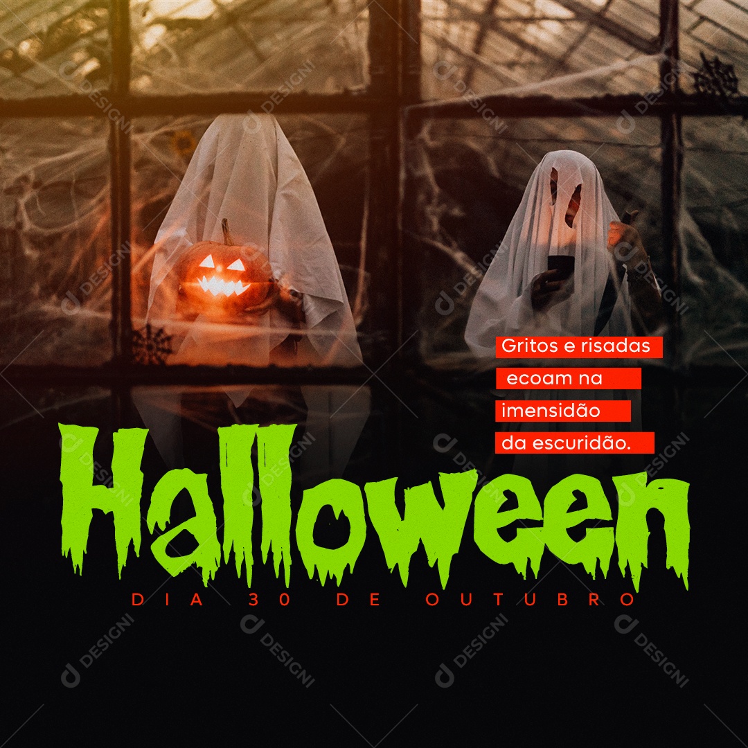 Social Media Gritos e Risadas Halloween Dia 30 De Outubro PSD Editável