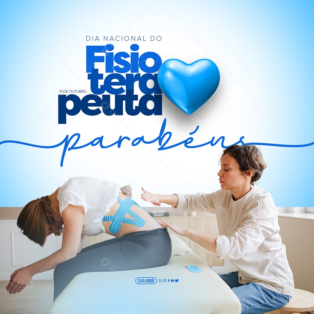 Feed Dia Nacional da Fisioterapeuta 13 de Outubro Parabéns Social Media PSD Editável