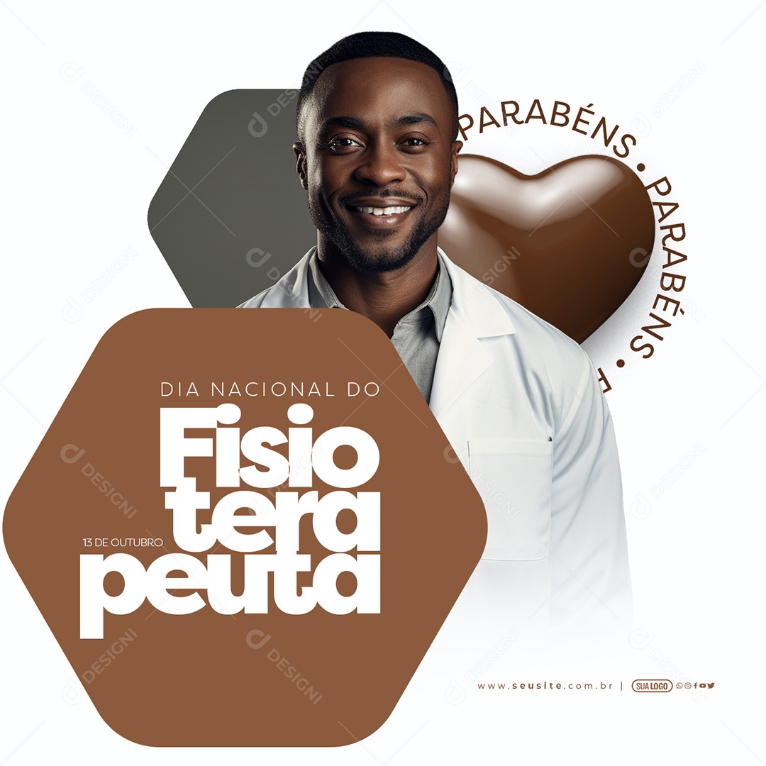 Dia Nacional do Fisioterapeuta 13 de Outubro Parabéns Social Media PSD Editável