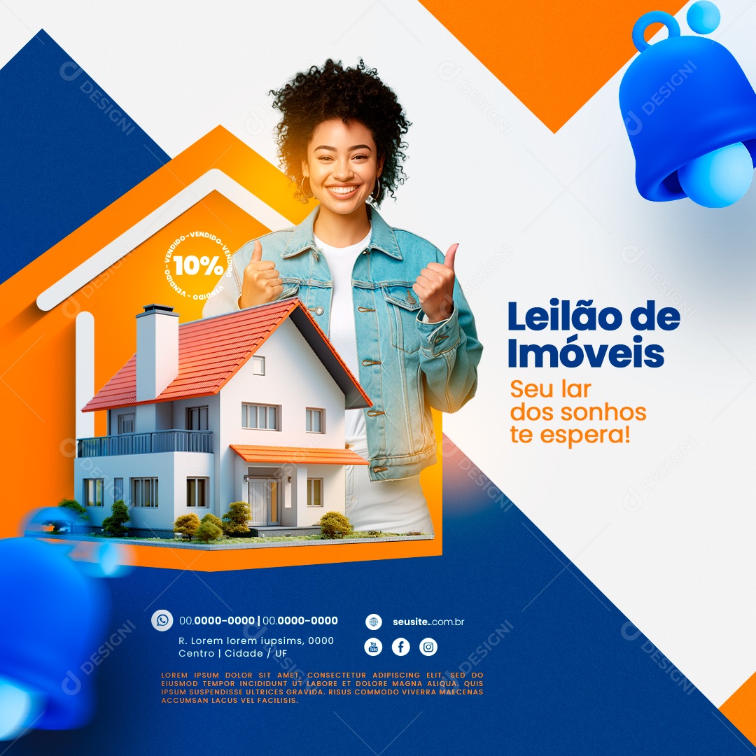Leilão de Imóveis Seu Lar dos Sonhos te Espera Social Media PSD Editável