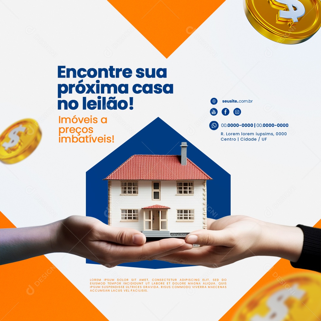 Leilão de Casa Encontre sua Próxima Casa no Leilão Imóveis a Preços Imbatíveis Social Media PSD Editável