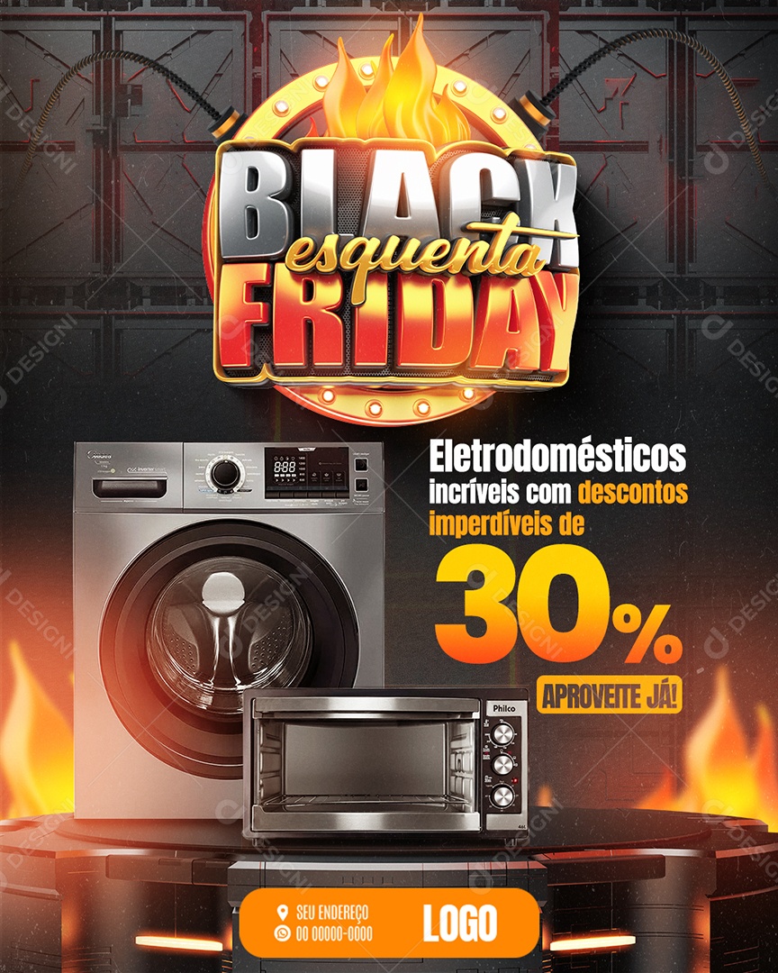 Esquenta Black Friday Eletrodomésticos Incríveis com Desconto Social Media PSD Editável