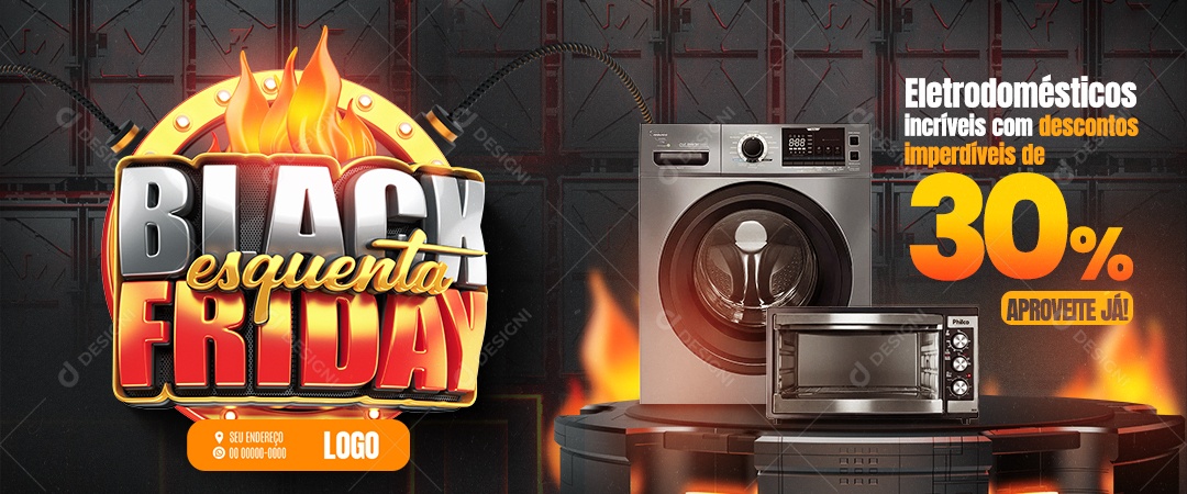 Banner Esquenta Black Friday Eletrodomésticos Incríveis com Desconto Social Media PSD Editável
