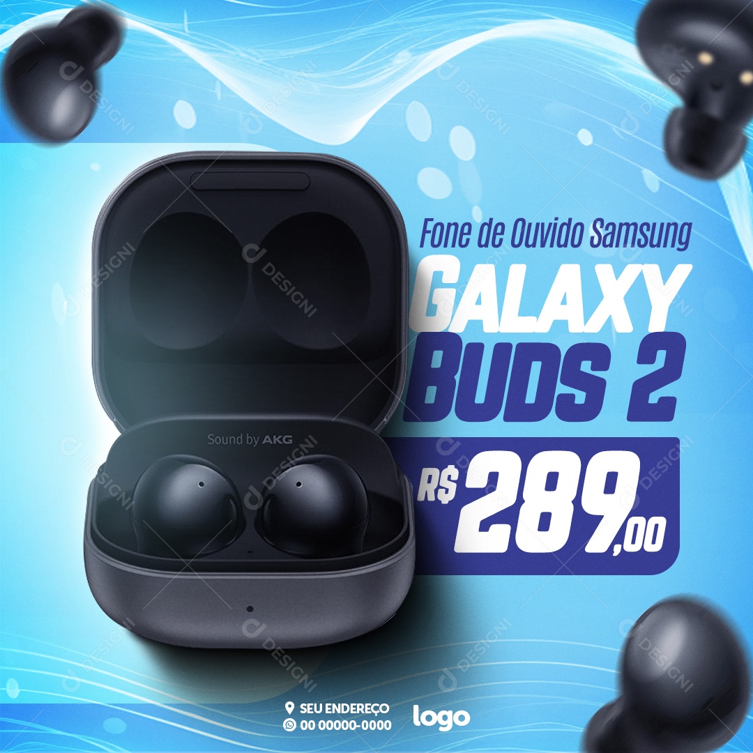 Informática Fone de Ouvido Samsung Galaxy Buds 2 Social Media PSD Editável