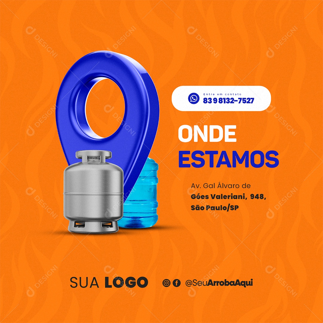 Distribuidora de Água e Gás Onde Estamos Localizados Social Media PSD Editável