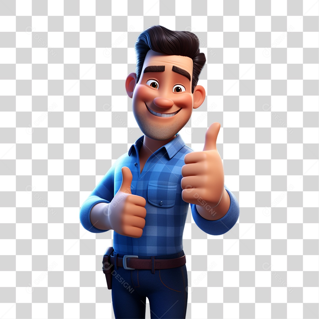 Homem com Camisa Azul Novembro Azul PNG Transparente