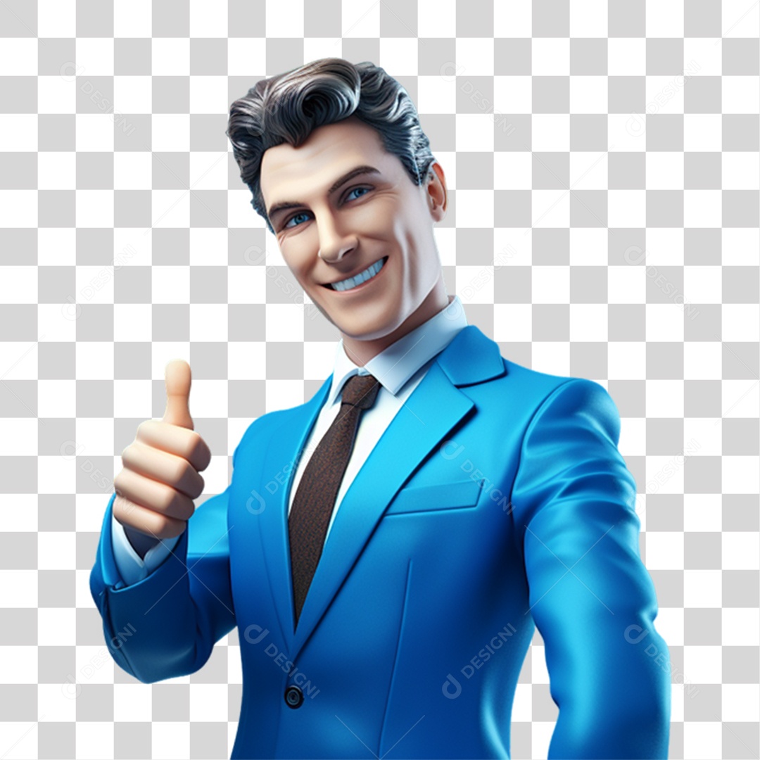 Homem com Terno Azul Novembro Azul PNG Transparente