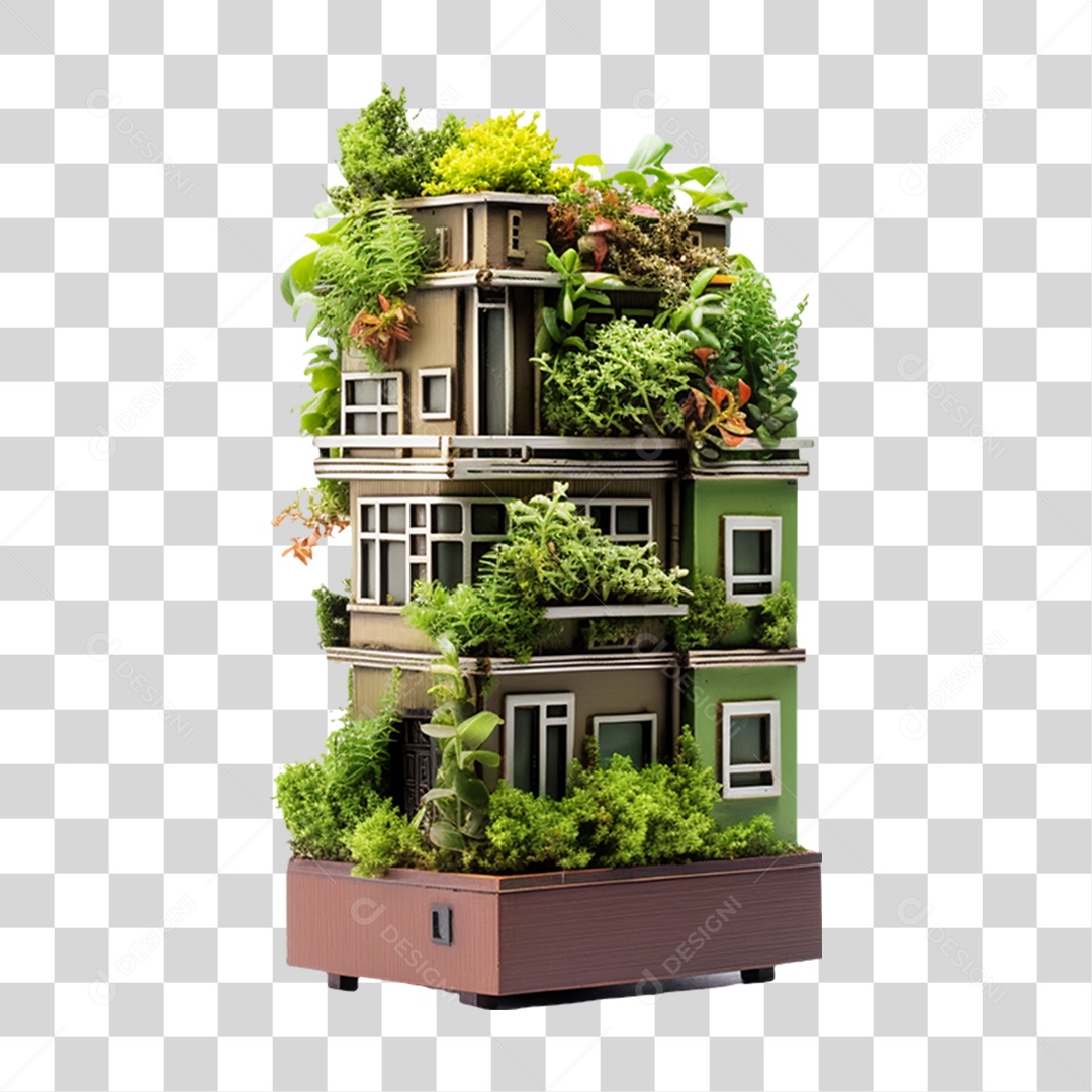 Prédio Cheio de Plantas PNG Transparente