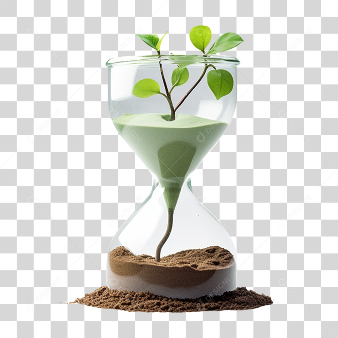 Ampulheta com Planta Dentro PNG Transparente