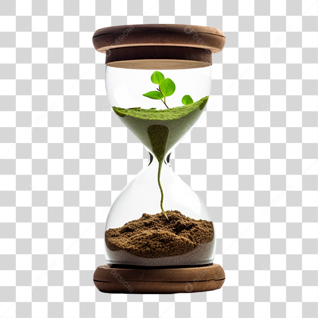 Ampulheta com Planta Dentro PNG Transparente