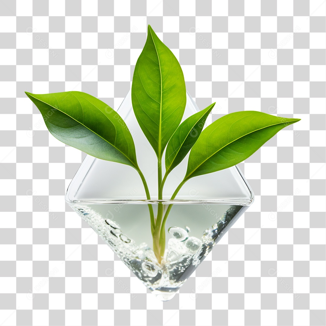 Vasilha de Agua com Planta Dentro PNG Transparente