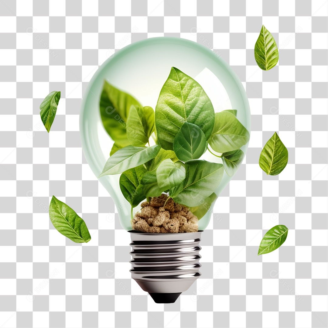 Lâmpada com Planta Dentro PNG Transparente