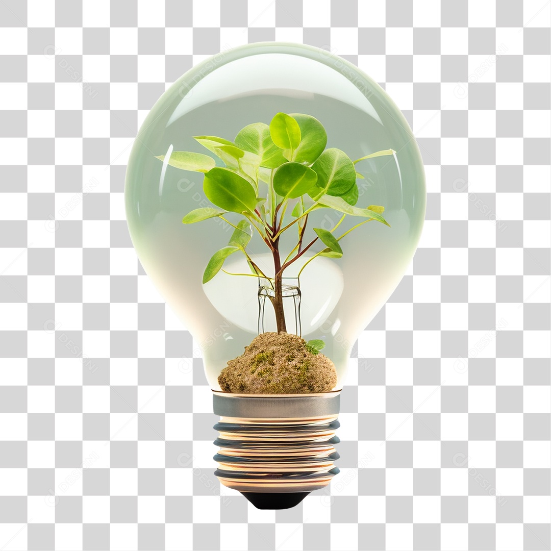 Lâmpada com Planta Dentro PNG Transparente