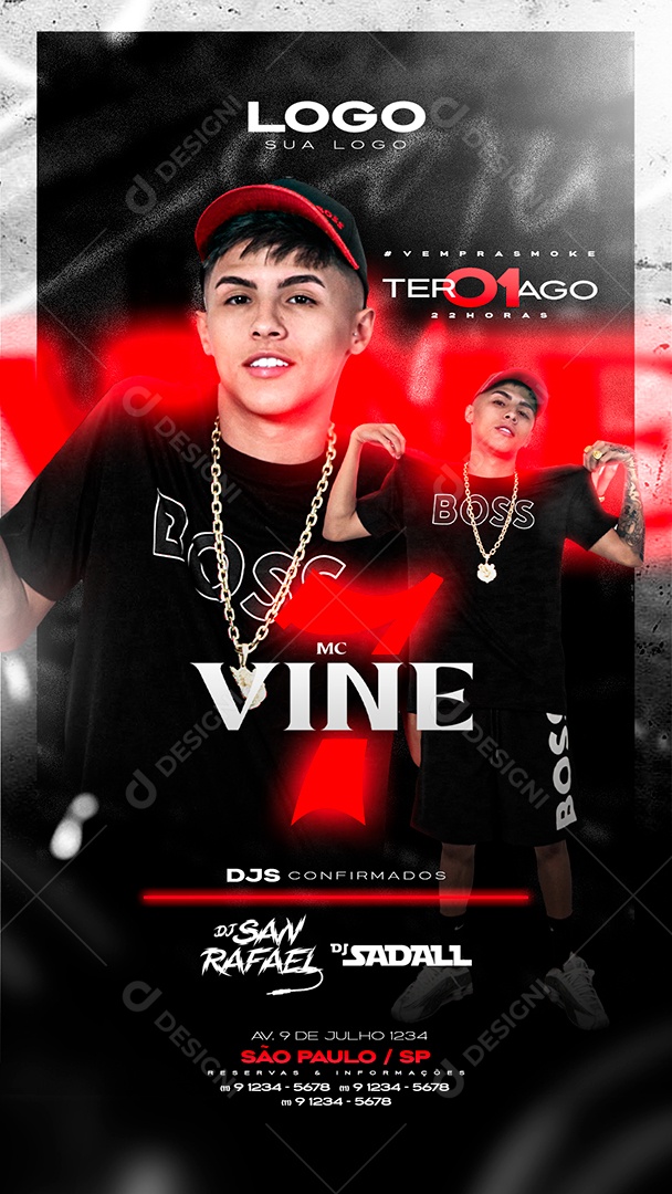 Story Flyer Mc Vine 7 DJ San Rafael DJ Sadall Show Social Media PSD Editável