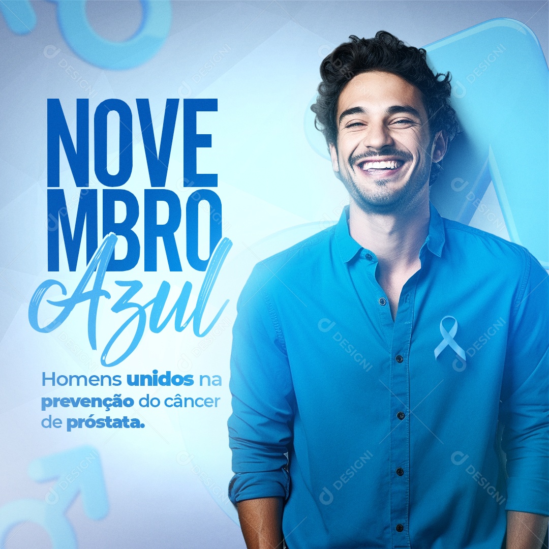 Novembro Azul Homem Unidos na Prevenção Câncer de Próstata Social Media PSD Editável