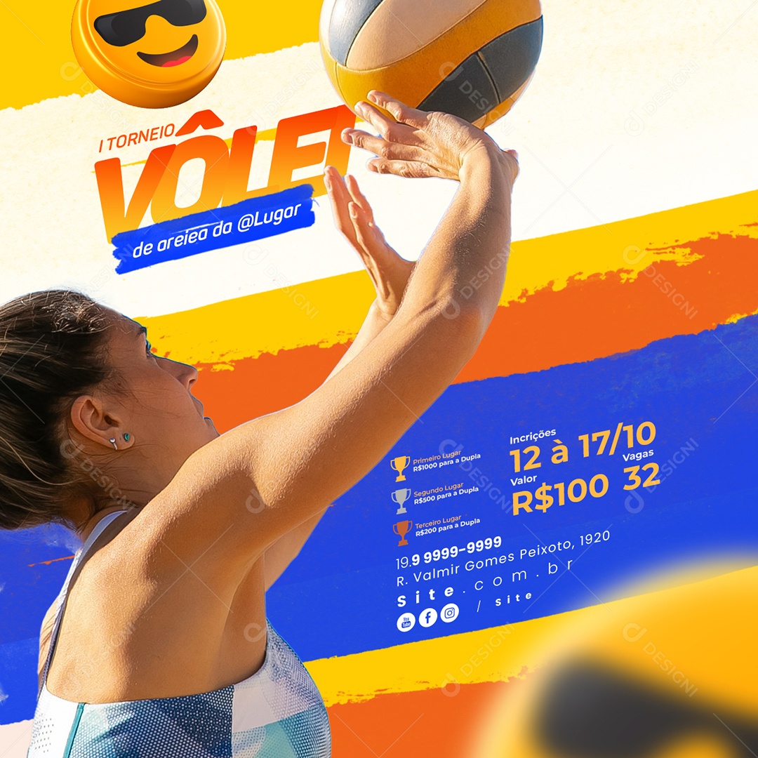 Torneios 1 Torneio Vôlei de Areia Social Media PSD Editável