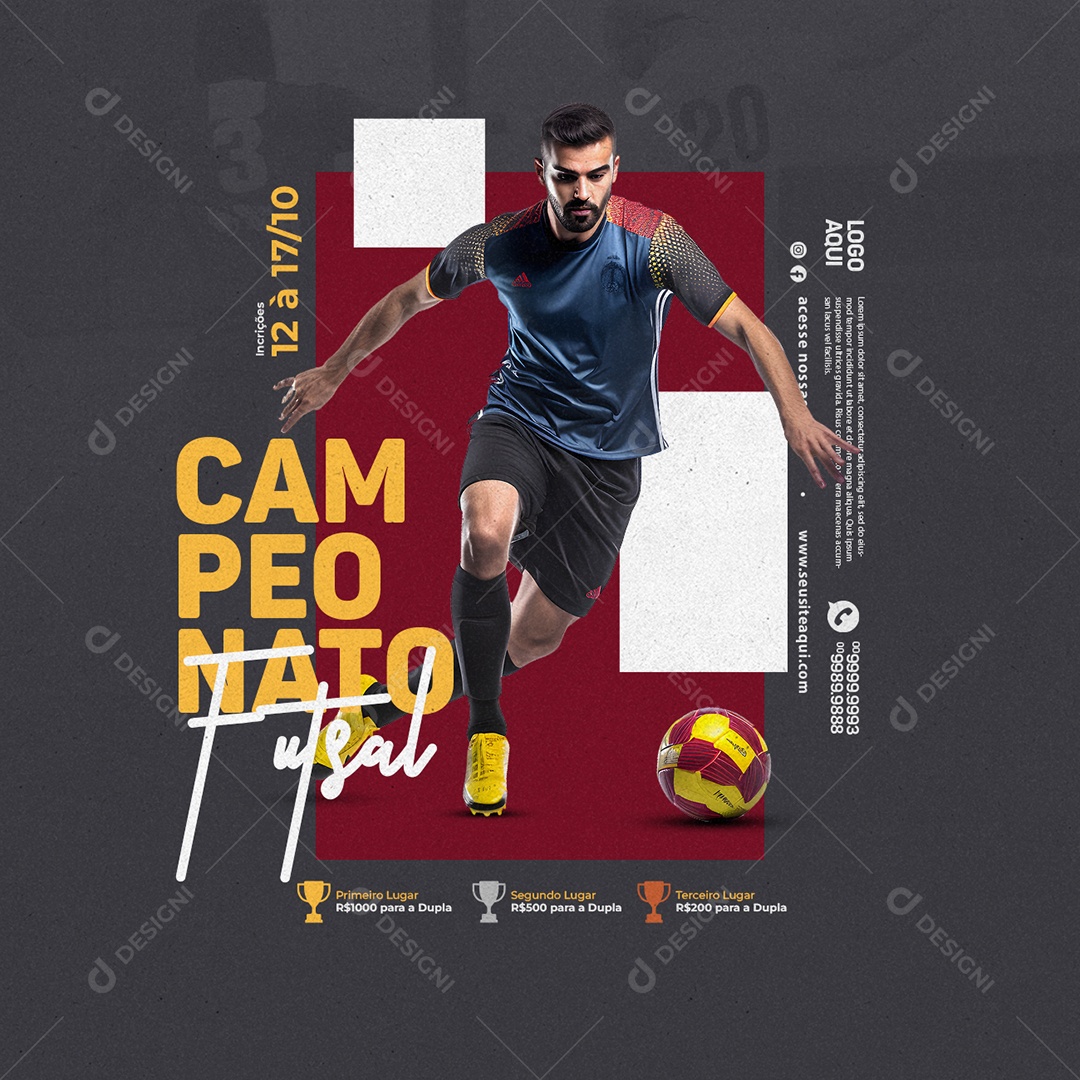 Social Media Torneios Campeonato Futsal PSD Editável