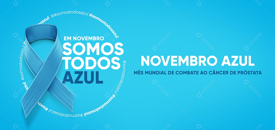 Banner Novembro Azul Somos Todos Azul Mês Mundial de Combate ao Câncer de Próstata Social Media PSD Editável