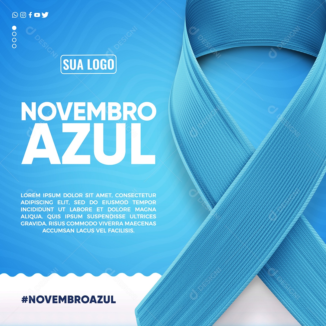 Novembro Azul Mês Mundial de Combate ao Câncer de Próstata Social Media PSD Editável