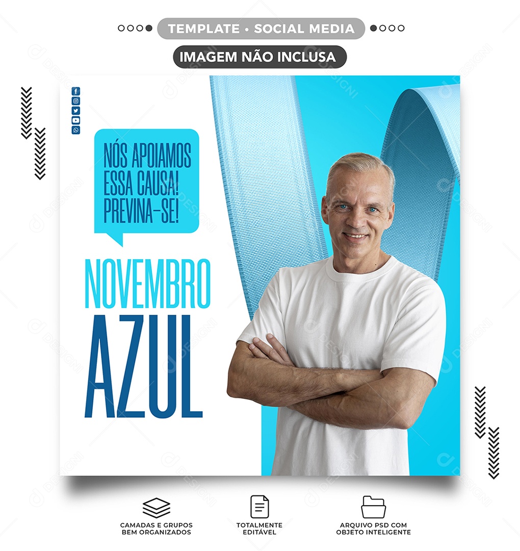 Novembro Azul Nós Apoiamos essa Causa Mês Mundial de Combate ao Câncer de Próstata Social Media PSD Editável