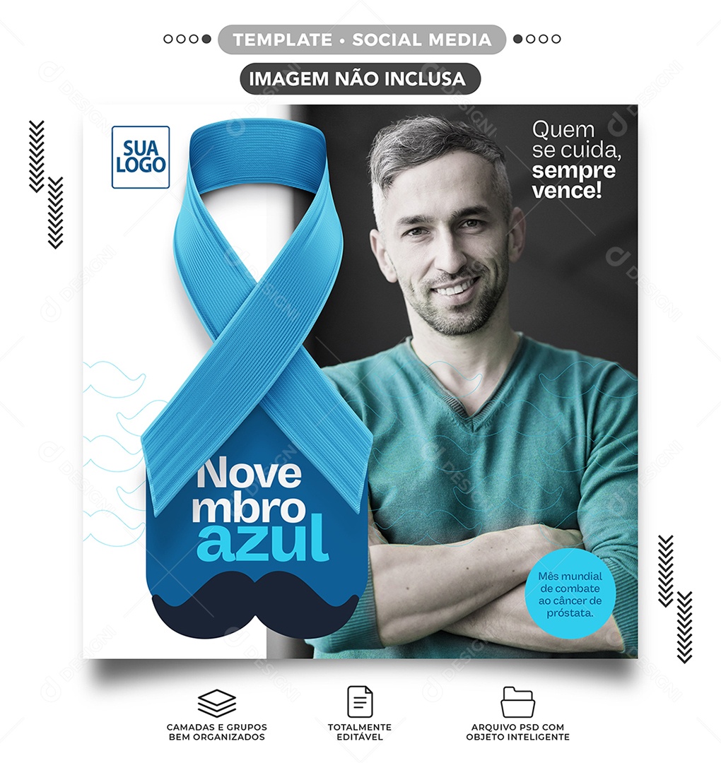 Novembro Azul Quem se Cuida Sempre Vence Mês Mundial de Combate ao Câncer de Próstata Social Media PSD Editável