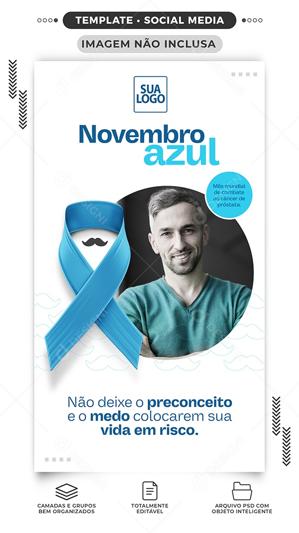 Story Novembro Azul Mês Mundial de Combate ao Câncer de Próstata Social Media PSD Editável
