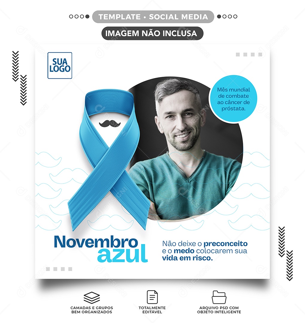 Novembro Azul Mês Mundial de Combate ao Câncer de Próstata Social Media PSD Editável