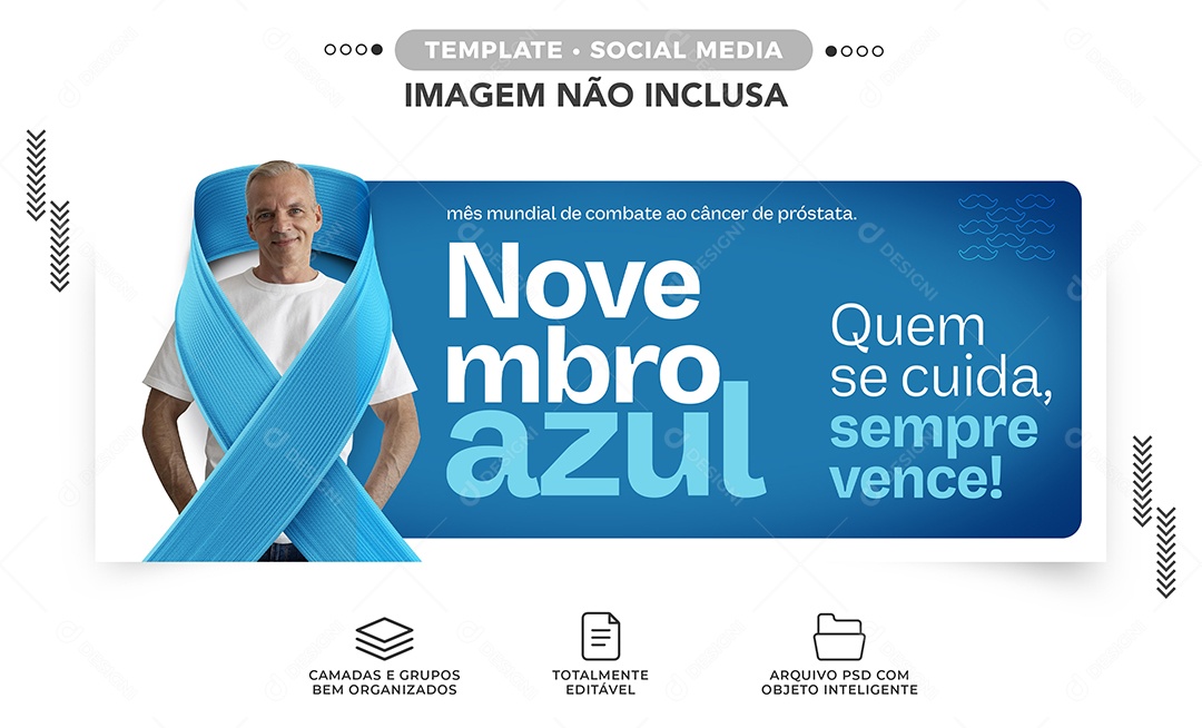 Banner Novembro Azul Mês Mundial de Combate ao Câncer de Próstata Social Media PSD Editável