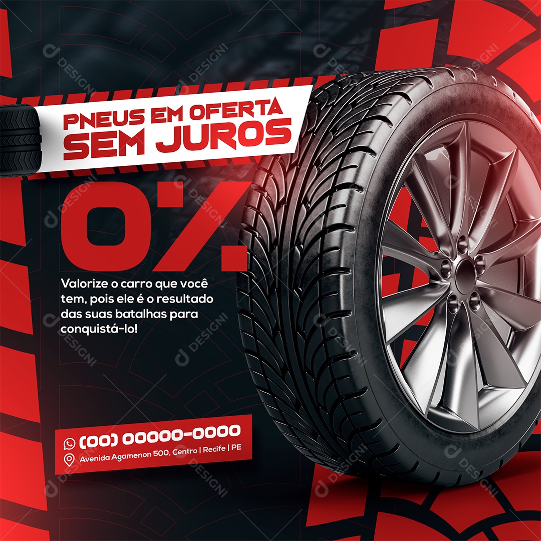 Loja de Pneus em Ofertas sem Juros Social Media PSD Editável