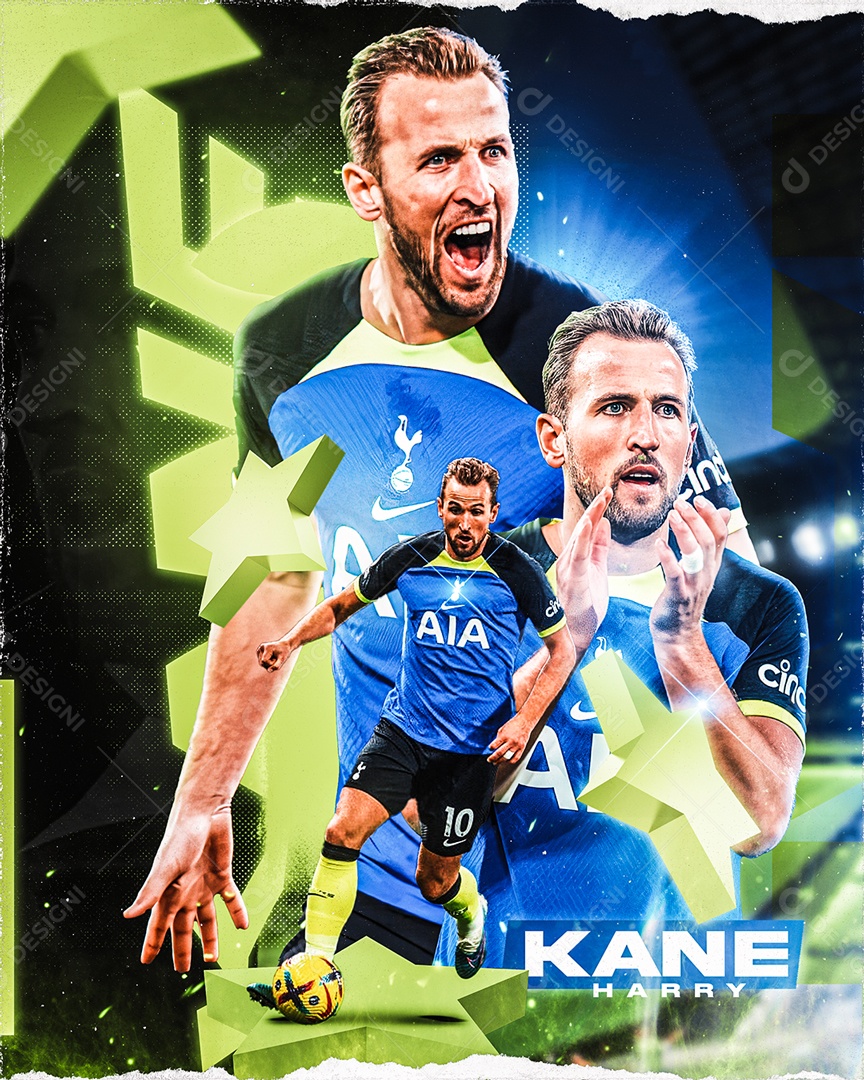 Flyer Futebol Jogador Harry Kane Social Media PSD Editável