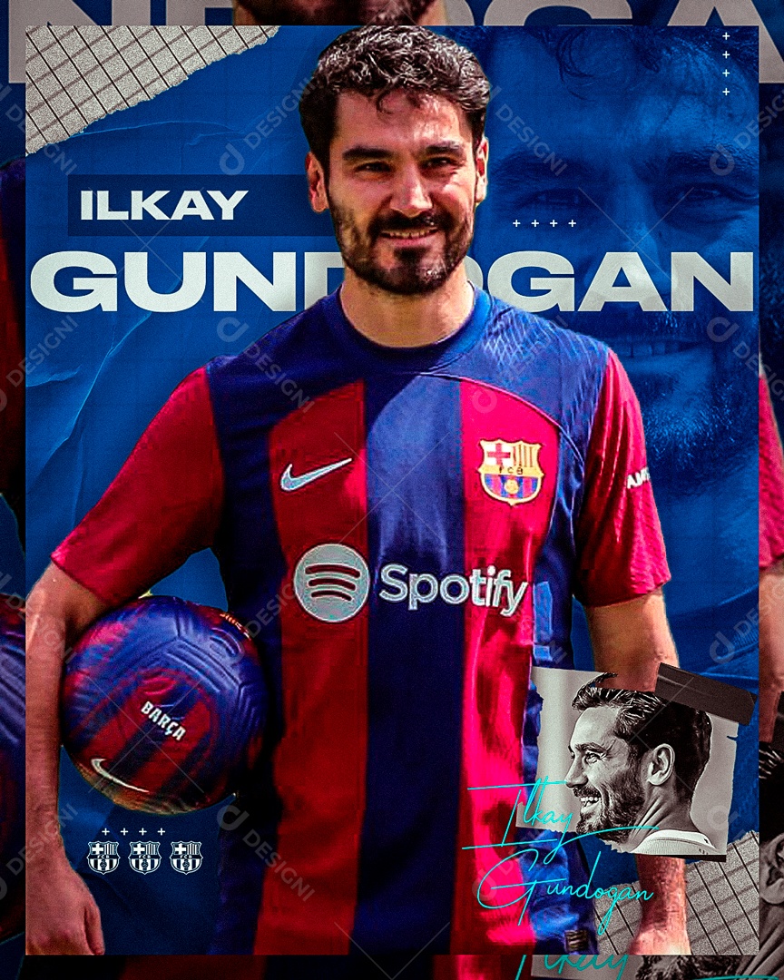 Social Media Flyer Futebol Jogador Ilkay Gundogan PSD Editável