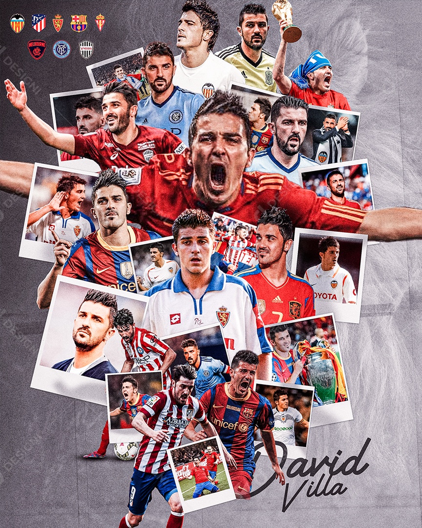 Social Media Flyer Futebol David Villa PSD Editável