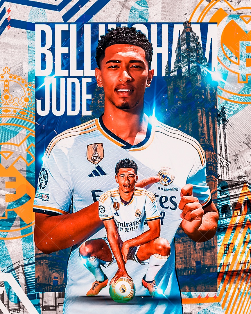 Social Media Flyer Futebol Jogador Bellinghan PSD Editável